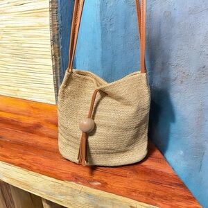 Tan Woven Shoulder Bag Like New